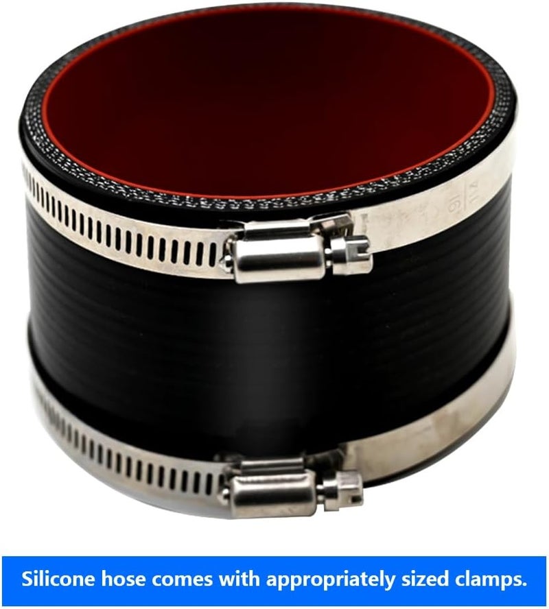 KDP 3.5" ID Straight Silicone Hose Coupler with 2 SS304 Worm Clamps, High Temp 4-Ply Reinforced 5MM Wall 3.0" Length(Qty 1) For Pipes Connecting… - Image 3